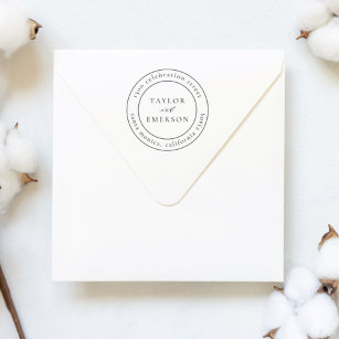 Formal Wedding Names & Round Return Address Self-inking Stamp