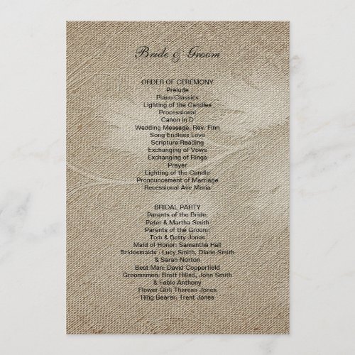 Formal Wedding Program