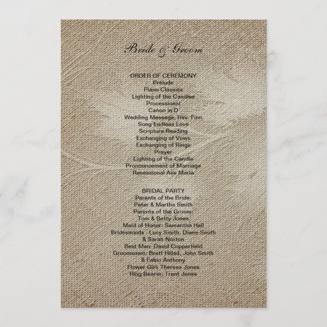 Formal Wedding Program (Front)