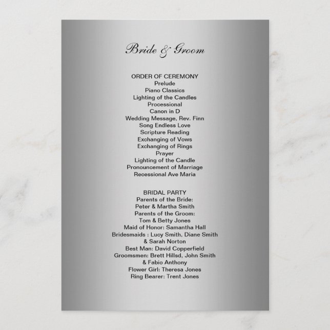 Formal Wedding Program (Front)