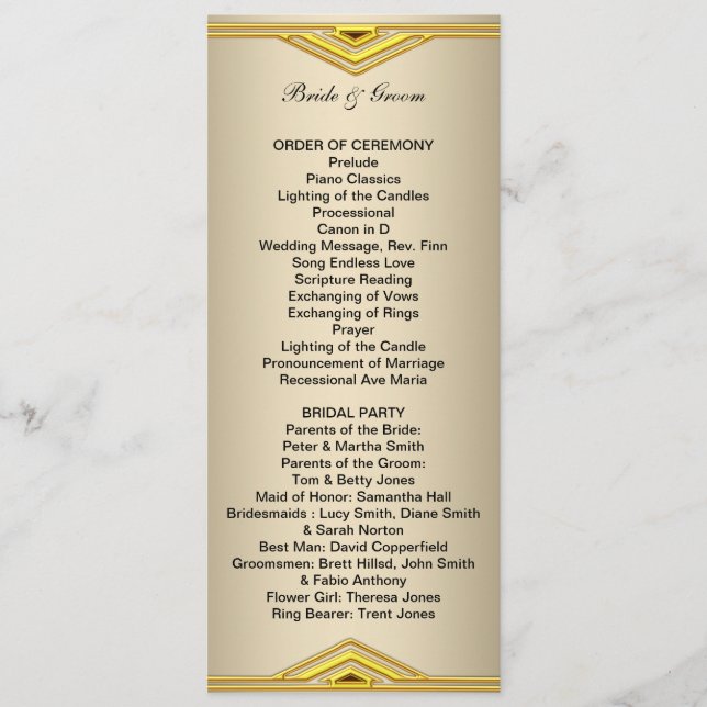 Formal Wedding Program Long (Front)