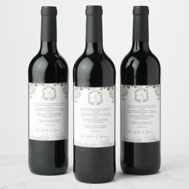 Formal Wedding Thank you Gift Wine  Wine Label (Bottles)