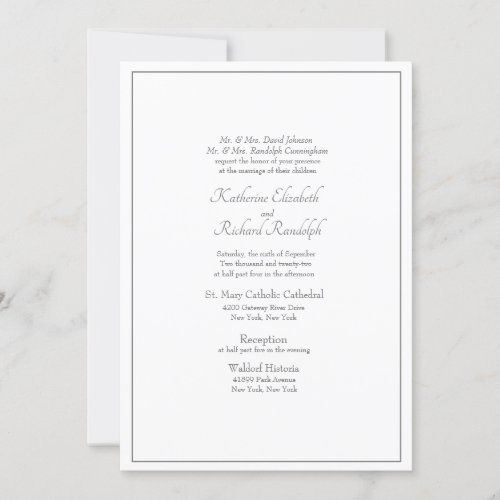 Formal Wedding Traditional Both Parents Listed Invitation