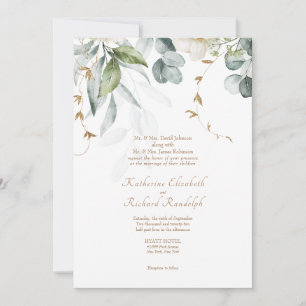 Formal Wedding White Floral Invitation Elegant