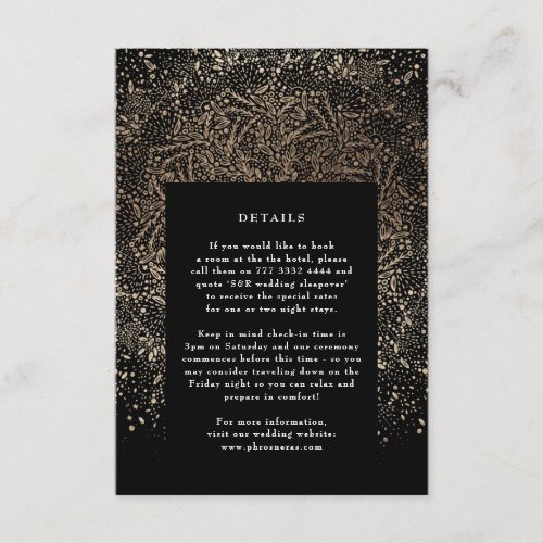 Formal Whimsical Hand Drawn Black and Gold Mandala Enclosure Card