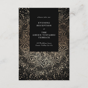 Formal Whimsical Hand Drawn Black and Gold Wedding Enclosure Card