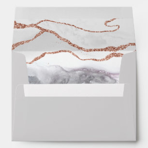 Formal White Agate Rose Gold Glitter Envelope