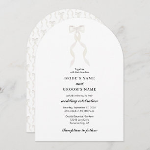 Formal White Bow Ribbon Elegant Wedding Arch Invitation