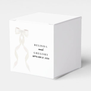 Formal White Bow Ribbon Elegant Wedding Favor Boxes