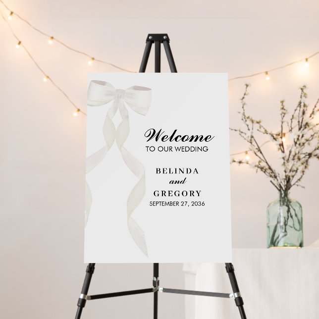 Formal White Bow Ribbon Elegant Wedding Foam Board (In Situ (Stand))