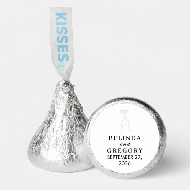Formal White Bow Ribbon Elegant Wedding Hershey®'s Kisses® (Front)