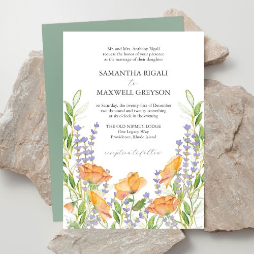 Formal Wildflower Wedding Theme Watercolor Invitation