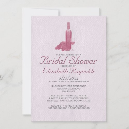 Formal Wine Bottle Bridal Shower Invitations