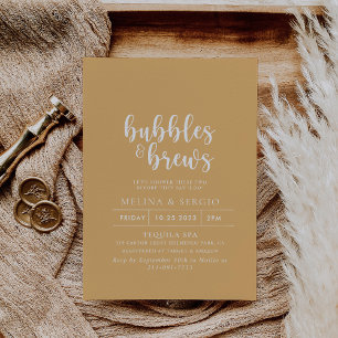 Formal Yellow White Bubbles & Brews Bridal shower  Invitation