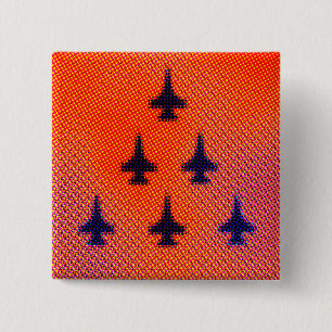 Formation of F16s in Orange. Pop Art Button