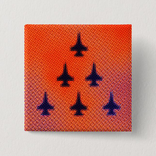 Formation of F16s in Orange. Pop Art Button (Front)