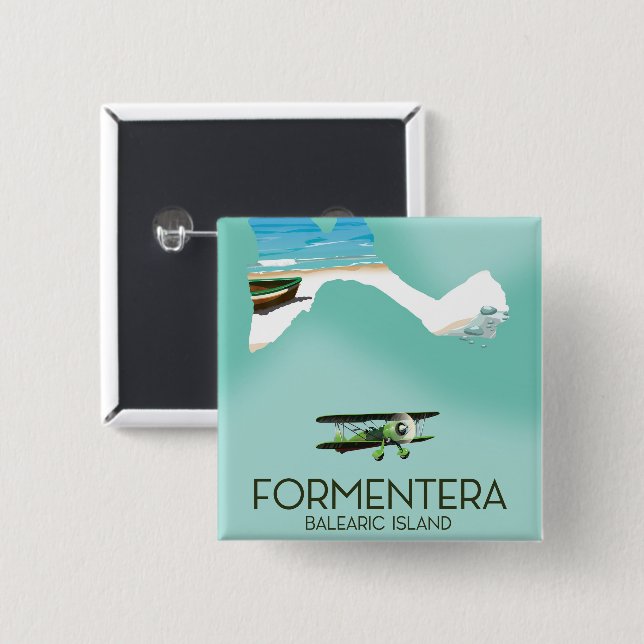 Formentera Balearic island Map Travel poster Button (Front & Back)