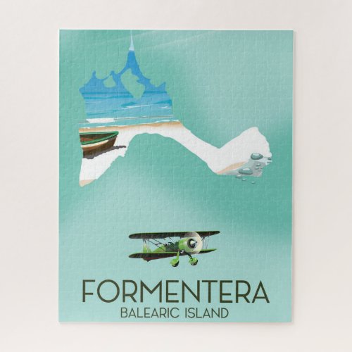 Formentera Balearic island Map Travel poster Jigsaw Puzzle