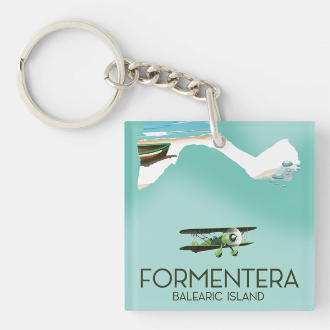 Formentera Balearic island Map Travel poster Keychain (Front)