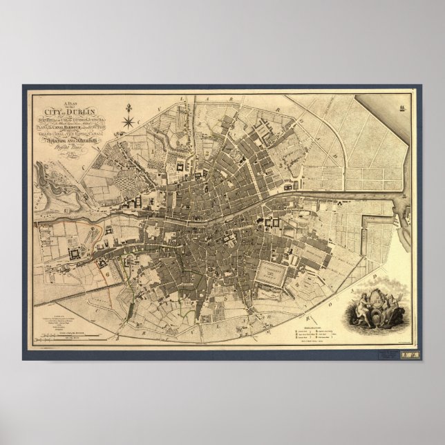 Former Map of Dublin Ireland, 1797 Poster (Front)
