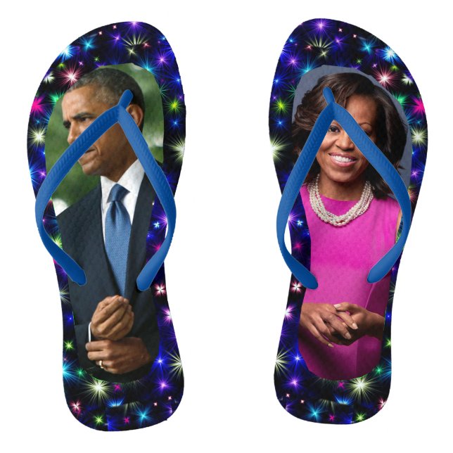 FORMER PRESIDENT OBAMA & MICHELLE FLIP FLOPS (Footbed)