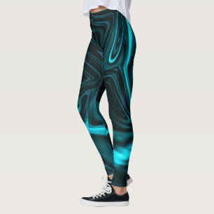 Forms, “cyan color traces curved” in black fund. leggings