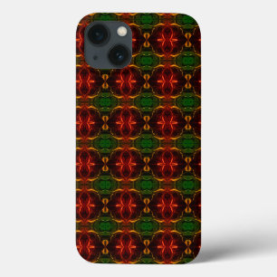 Forms, "traços vermelhos flutuam", green fundo iPhone 13 case
