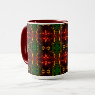 Forms, "traços vermelhos flutuam", green fundo mug