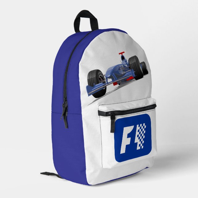 Formula 1 race car printed backpack (Back Corner Left)