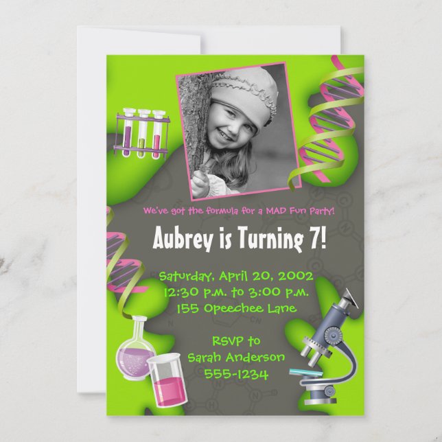 Formula for Fun - Girls Invitation (Front)