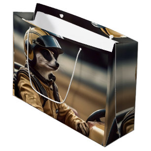 Formula Fun: Professional Meerkat Race Car Driver Large Gift Bag