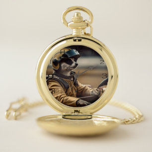 Formula Fun: Professional Meerkat Race Car Driver Pocket Watch