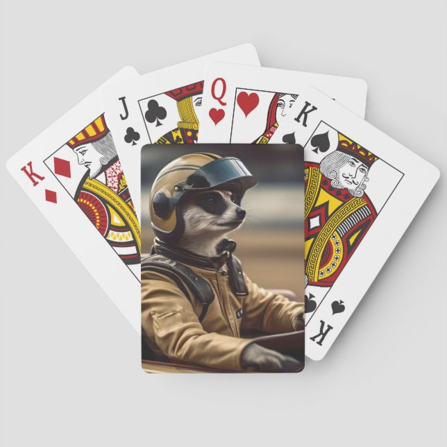 Formula Fun: Professional Meerkat Race Car Driver Poker Cards (Back)