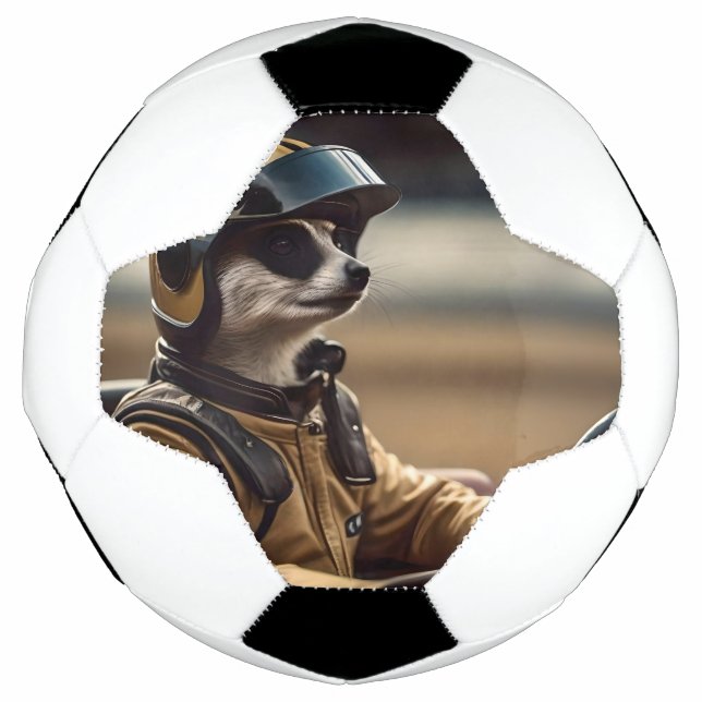 Formula Fun: Professional Meerkat Race Car Driver Soccer Ball (Front)