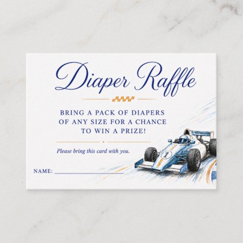Formula One Baby Shower Diaper Raffle Card