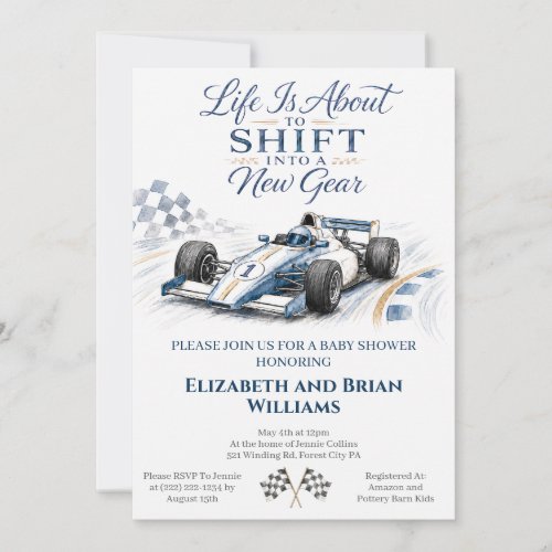 Formula One Baby Shower Invitation