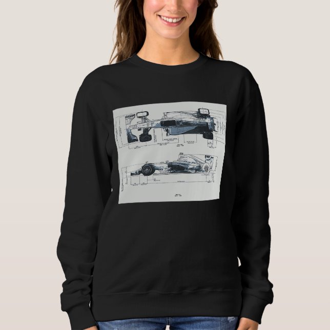 Formula Racing Car Blueprint Mechanical Engineerin Sweatshirt (Front)