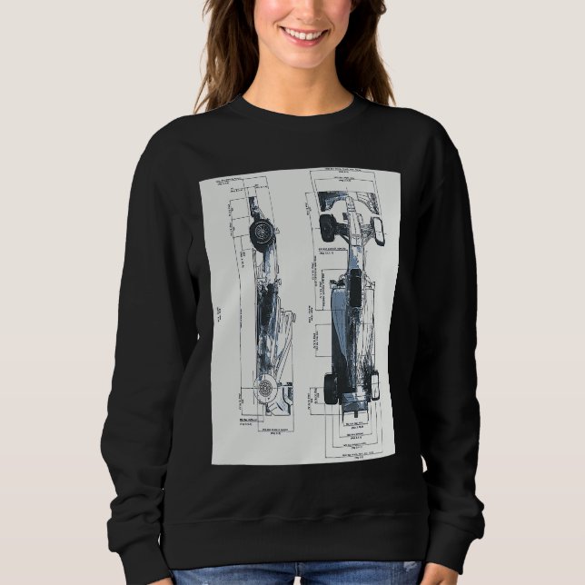 Formula Racing Car Blueprint Mechanical Engineerin Sweatshirt (Front)