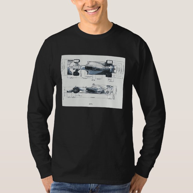 Formula Racing Car Blueprint Mechanical Engineerin T-Shirt (Front)