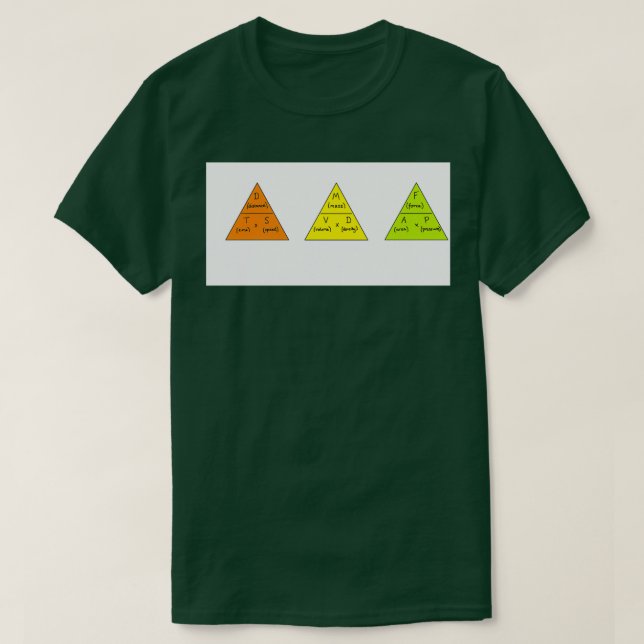 Formula Triangles for Speed Density and Pressure T-Shirt (Design Front)