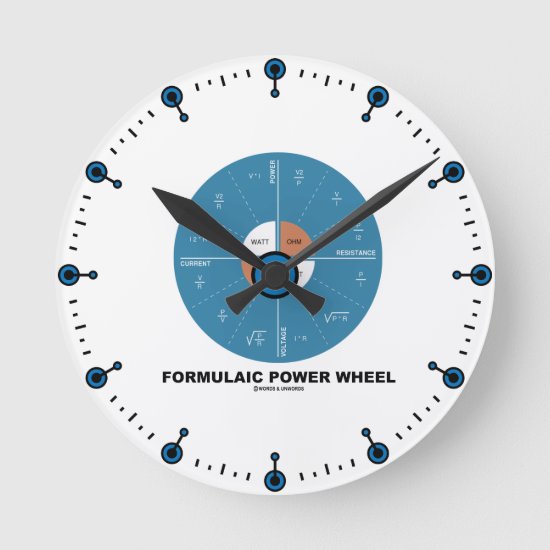 Formulaic Power Wheel (Physics Equations) Round Clock