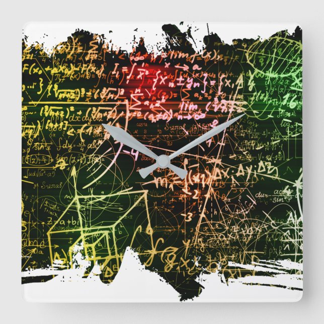 Formulas in mathematical space square wall clock (Front)