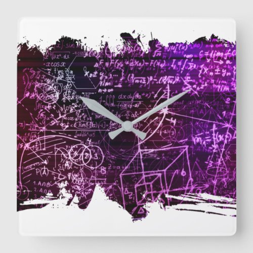 Formulas in mathematical space square wall clock