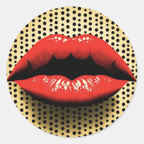 Fornasetti Style Lips Classic Round Sticker