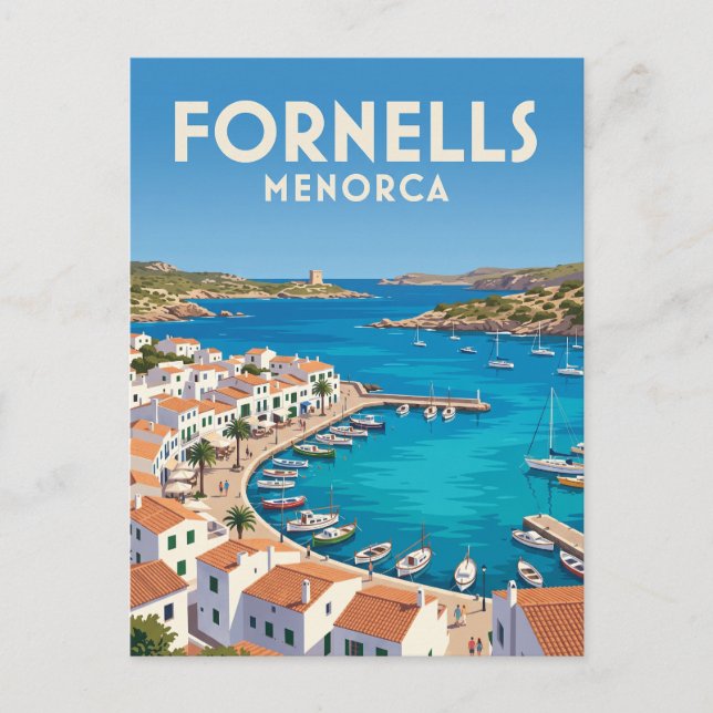 Fornells Harbor Spain Postcard (Front)