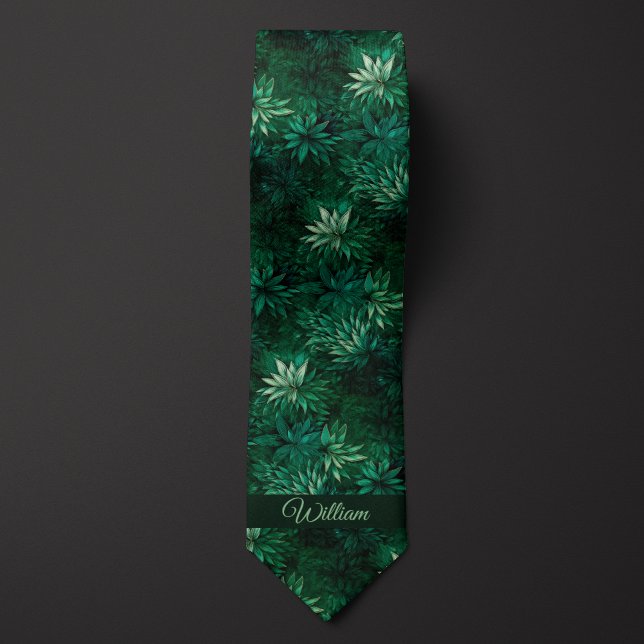 Forrest Green Botanical Monogram Neck Tie (Creator Uploaded)