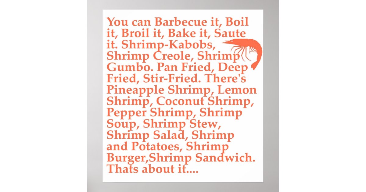 Forrest Gump Shrimp Quote Poster | Zazzle
