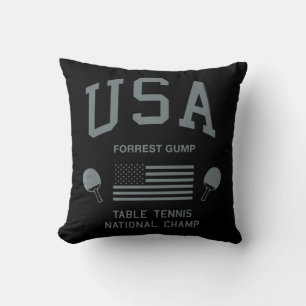 Forrest Gump USA Table Tennis National Champ Throw Pillow