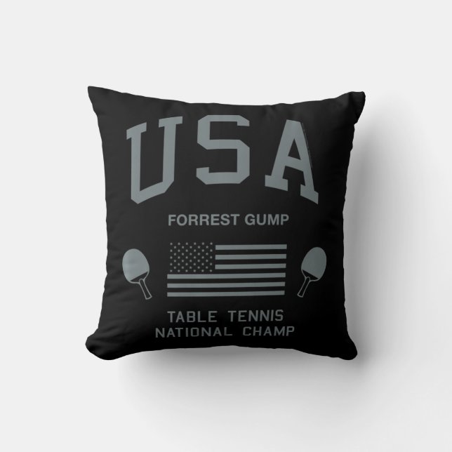Forrest Gump USA Table Tennis National Champ   Throw Pillow (Front)