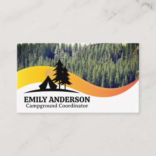 Forrest  Tent and Trees Camping Logo Business Card
